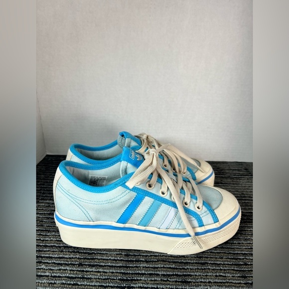 Adidas Parley Nizza light blue lace-up platform sneakers Women 6.5 - Picture 4 of 14